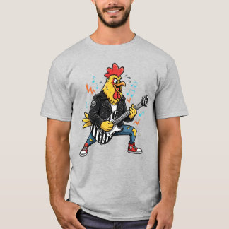 Haan die elektrische gitaar speelt, grappige rockk t-shirt