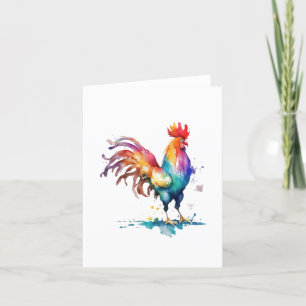 Haan Een Vogelportret in Waterverven & Pen Feestdagen Kaart