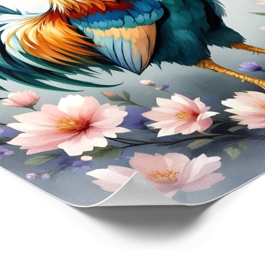 Haan en bloemen Digitaal Poster (Hoek)