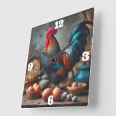 Haan en eieren vierkante klok (Hoek)