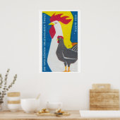 Haan en Hen Matchbox Kunstprint, Tsjechische Vinta Poster (Keuken)