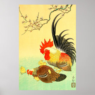 Haan en Hen Ohara Koson jaren 1930 Poster