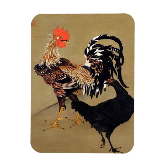 Haan en Hen van Ito Jakuchu Magneet (Verticaal)