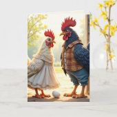 Haan en Hen Verjaardag Humor Kaart (Gele Bloem)