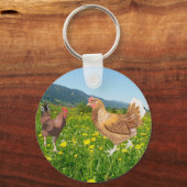 Haan en Kip 1  Sleutelhanger (Voorkant)
