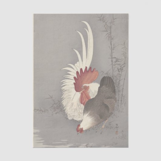 Haan en Kip van Ohara Koson Tissuepapier (Voorkant)