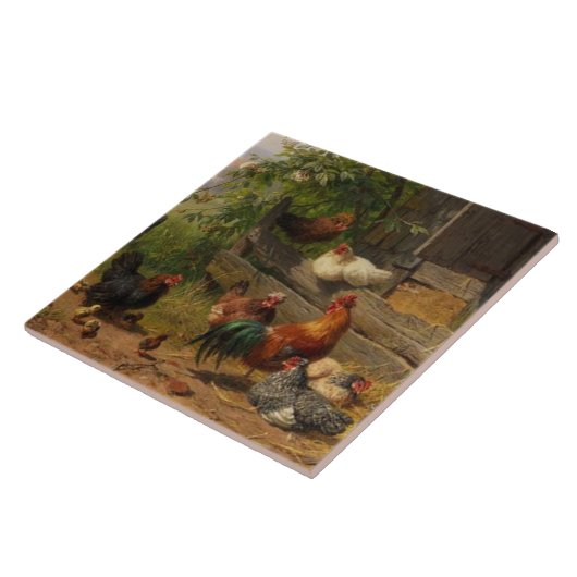  haan en kippen home decor tegel tegeltje (Zijkant)