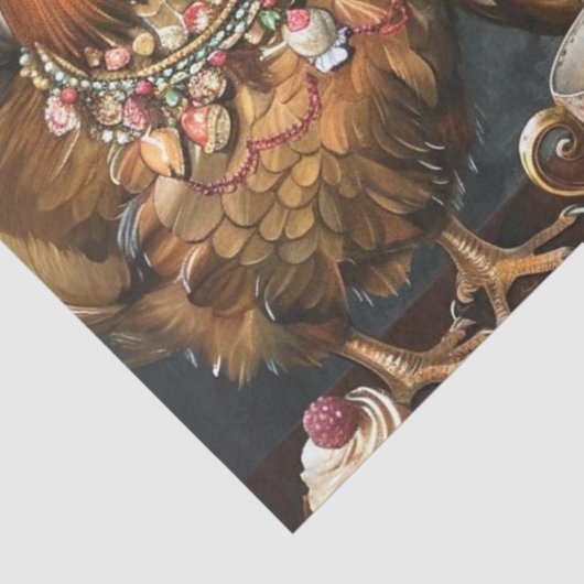 Haan en Kuikens Theepartij Decoupage Tissuepapier (Detail)