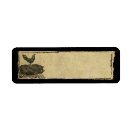 Haan en varken - Prim-retour adreslabels Etiket (Voorkant)