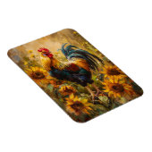 Haan en Zonnebloemen Olieverfschilderij Flexibel Magneet (Rechterzijde)