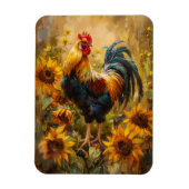 Haan en Zonnebloemen Olieverfschilderij Flexibel Magneet (Verticaal)