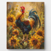 Haan en Zonnebloemen Olieverfschilderij Fotoplaat (Voorkant)