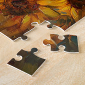 Haan en Zonnebloemen Olieverfschilderij Legpuzzel (Zijkant)