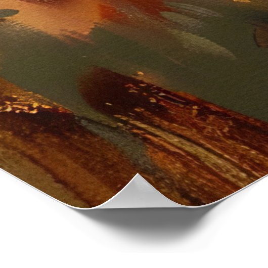 Haan en Zonnebloemen Olieverfschilderij Poster (Hoek)