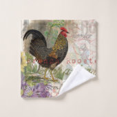 haan Franse collage Boerderij Pet Bad Handdoek (Wasdoekje)