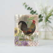  haan Franse collage Boerderij Pet Briefkaart (Staand voorkant)