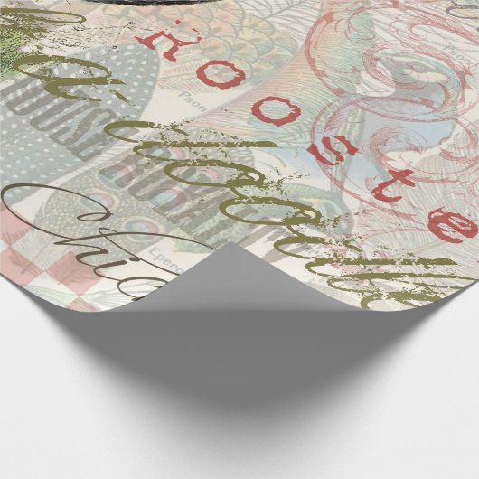  haan Franse collage Boerderij Pet Cadeaupapier (Hoek)