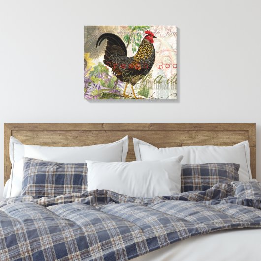  haan Franse collage Boerderij Pet Canvas Afdruk (Insitu (Slaapkamer))