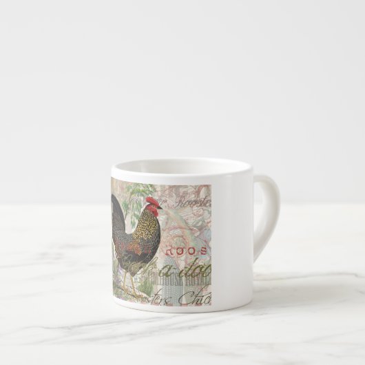 haan Franse collage Boerderij Pet Espresso Kop (Voorkant rechts)