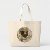 haan Franse collage Boerderij Pet Grote Tote Bag (Voorkant)