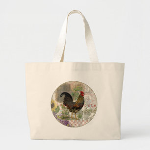  haan Franse collage Boerderij Pet Grote Tote Bag