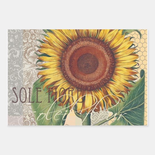  haan Franse collage Boerderij Pet Inpakpapier Vel (Voorkant 3)