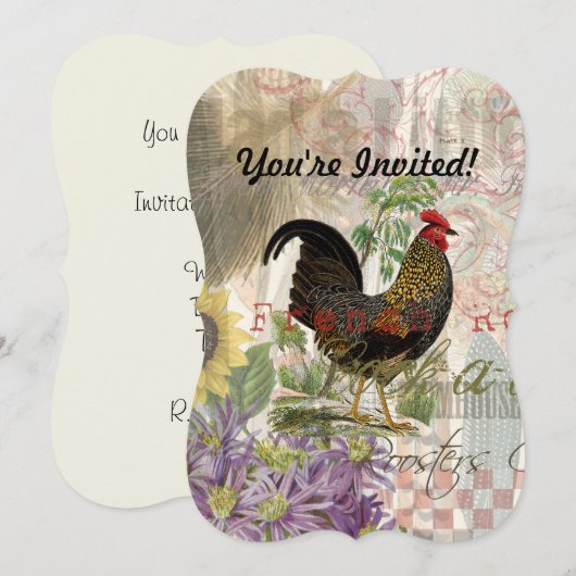  haan Franse collage Boerderij Pet Kaart (Voorkant / Achterkant)