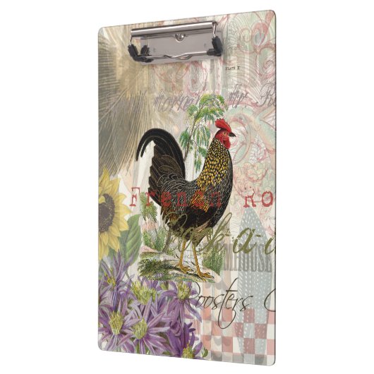  haan Franse collage Boerderij Pet Klembord (Links)
