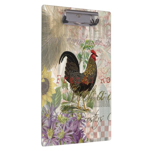  haan Franse collage Boerderij Pet Klembord (Rechts)