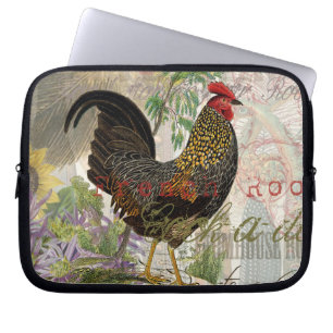  haan Franse collage Boerderij Pet Laptop Sleeve