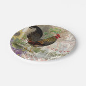  haan Franse collage Boerderij Pet Papieren Bordje (Gekanteld)