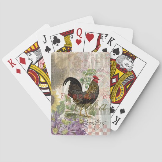  haan Franse collage Boerderij Pet Speelkaarten (Achterkant)