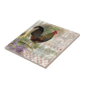  haan Franse collage Boerderij Pet Tegeltje (Zijkant)