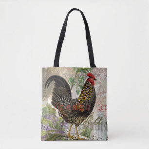  haan Franse collage Boerderij Pet Tote Bag