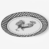 Haan Gingham Papieren Bordje (Gekanteld)