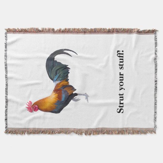 Haan gooi deken met vermelding van "Strut Your Stu (Voorkant)