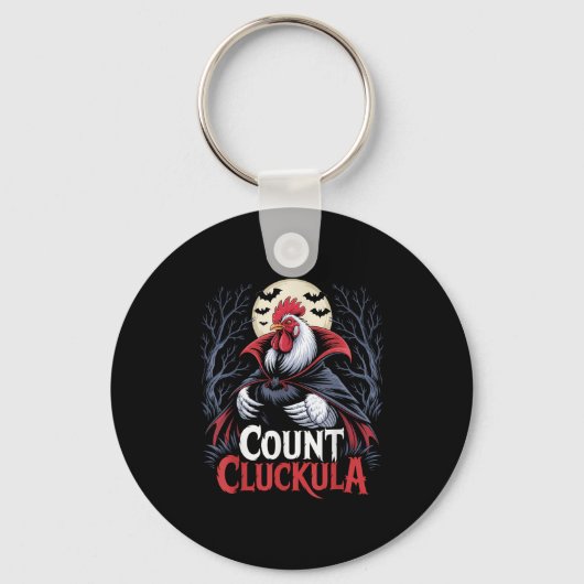 Haan Graaf Cluckula Grappig Halloween Vampier Ver Sleutelhanger (Voorkant)