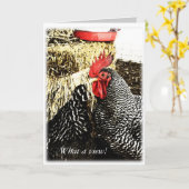 Haan + Hen Tail, Grappig Wenskaart Kaart (Gele Bloem)