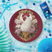 Haan Heraldic Crest in kastanjebruin Papieren Bordje (Feest)