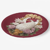 Haan Heraldic Crest in kastanjebruin Papieren Bordje (Gekanteld)