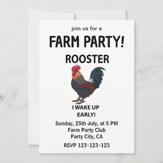 Haan Huisdieren Zoo Ik Wakker Vroeg Grappig Haan Kaart (Voorkant)