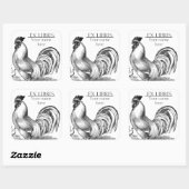  haan illustratie bookplate vierkante sticker (Vel)