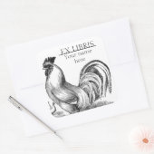  haan illustratie bookplate vierkante sticker (Envelop)