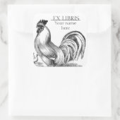  haan illustratie bookplate vierkante sticker (Tas)