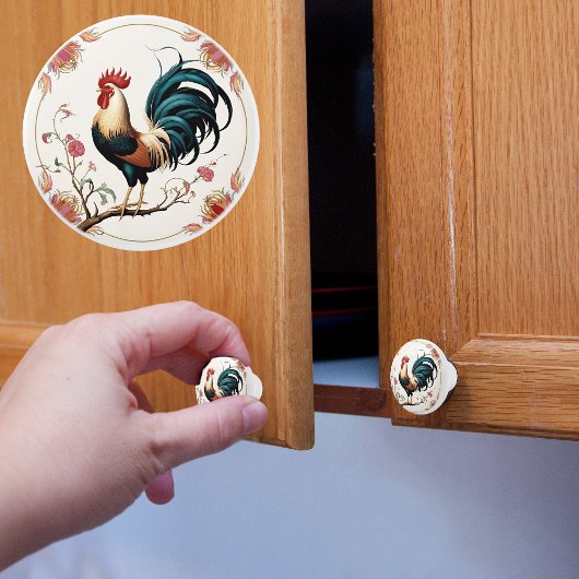 Haan in bloei keramische knop