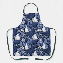 Haan in de tuin Blauw en Wit