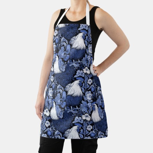 Haan in de tuin Blauw en Wit Schort (Insitu)