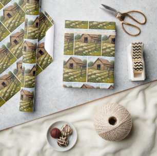 Haan in een boerenerf olieverfschilderij cadeaupapier