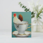 Haan in een theekopje briefkaart (Staand voorkant)