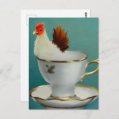 Haan in een theekopje briefkaart (Voorkant / Achterkant)